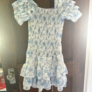 Blue floral print coastal dress!